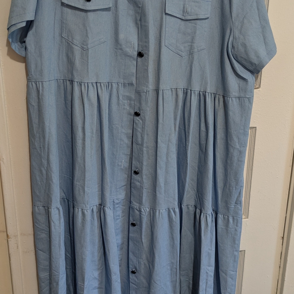 Light Blue Button-Up Dress